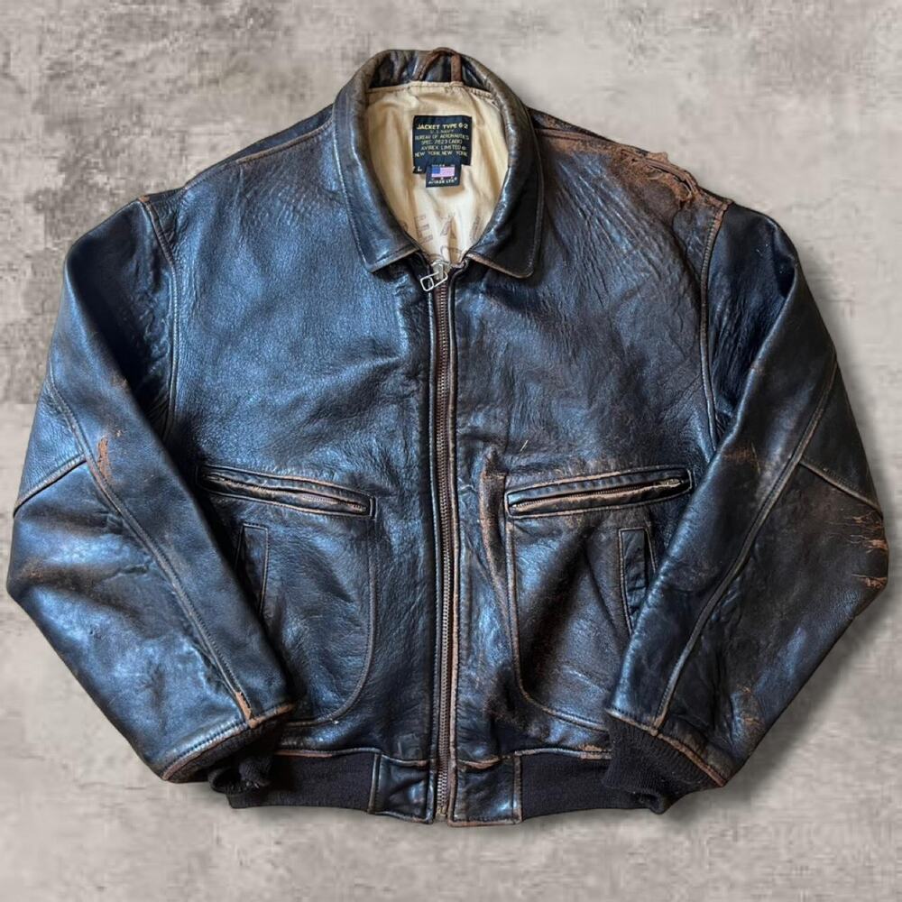 Avirex G2 Brown Leather Flight Jacket Made USA 1992 Full Grain sz us L Vintage